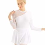 JEATHA Women’s Lyrical Figure Ice Skating Dress Gymnastics Ballet Dance Costume Tutu Skirted Leotard Dresses White Large