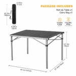 KingCamp Lightweight Aluminum Alloy Folding Table,Portable Strong Stable Roll up Table for 4-6 Person for Picnic|Camping|Barbecue|Backyard Party(Silver Black
