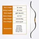 Deerseeker Traditional Bows Handmade Longbow Recurve Bows Laminated Bamboo Limbs Horsebows Set for Hunting Archery Practice Target Shooting 20-65lbs
