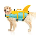 Malier Dog Life Jacket, Ripstop Dog Life Vest Adjustable Dog Life Preserver with Strong Buoyancy and Durable Rescue Handle Pet Lifesaver for Small Medium Large Dogs Swimming Boating (Yellow, Medium)