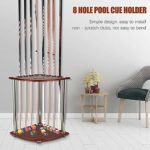 Kacsoo 8 Hole Pool Cue Rack, Cue Rack Floor Stand, Billiard Stick Stand Holds 8 Cues & Ball Set, Corner Floor Stand Cue Holder Snooker – Oak, Rich Brown, Burgundy – Cue Rack Only (US Stock)