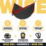 Wise Owl Outfitters Hammock for Camping Single & Double Hammocks Gear for The Outdoors Backpacking Survival or Travel – Portable Lightweight Parachute Nylon SO Charcoal & Red