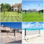 SONGMICS Badminton Net Set, Portable Sports Set for Badminton, Tennis, Kids Volleyball, Pickleball, Easy Setup, Nylon Net with Poles for Indoor Outdoor Court, Black USYQ500HV1