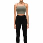 Lemedy Women Padded Sports Bra Fitness Workout Running Shirts Yoga Tank Top (L, Olive Green)