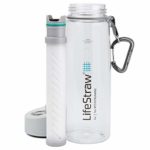 LifeStraw Go Water Filter Bottles with 2-Stage Integrated Filter Straw for Hiking, Backpacking, and Travel, 2-Pack, Grey + Clear, 22 oz
