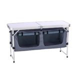 CampLand Outdoor Folding Table Aluminum Lightweight Height Adjustable with Storage Organizer for BBQ, Party, Camping (Grey)