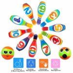 Kids Bowling Set Toddlers Toys 10 Indoor Colorful Soft Foam Pins 2 Bowling Balls Printed with Number Developmental Outdoor Toys Sport Outside Gift for Baby Boys Girls Age 3 4 5 6 Years Old