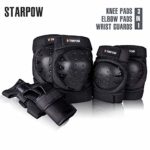 Knee Pads For Kids/Adult Elbows Pads Wrist Guards 3 In 1 Protective Gear Set For Skateboarding, Roller Skating, Rollerblading, Snowboarding, Cycling(S/M/L) By STARPOW (Black, Adults)