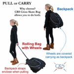 CRS Cross Skate Bag – Backpack converts to Rolling Bag with Wheels. Ice Skate Bag for Figure Skating, Roller Skating, Quad Skaters, ice Skating (Biellmann Black)