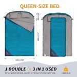 OUSTULE Double Sleeping Bag for Adults Cold Weather 2 Person Waterproof Sleeping Bag for Camping Lightweight Outdoor Hiking Backpacking Camping Gear Equipment (Lake Blue-Polyester, ?46°F)