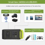 88Wh Portable Power Station, 24000mAh Camping Solar Generators Lithium Battery Power Supply with 110V/80W(Peak 120W) AC Outlet, USB QC3.0, LED Flashlights for CPAP Home Camping Emergency Backup