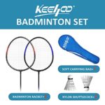 KH 2 Player Badminton Rackets Set,Lightweight & Sturdy,Double Racquets,2 Shuttlecocks and Carrying Bag Included