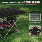 MOVTOTOP Folding Camping Table, 2 Tier Portable Camp Table with Cup Holders and Carrying Bags, Camping Tables That Fold Up Lightweight for Indoor and Outdoor Picnic, Beach, Hiking, Travel, Fishing