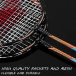 Fostoy Badminton Racket Set, 4 Pack Badminton Racquets with 3 Shuttlecocks & Net, Badminton Shuttlecock Complete Sets for Professional & Beginner Players