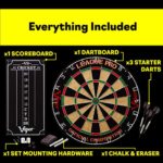 Viper League Pro Regulation Bristle Steel Tip Dartboard Starter Set with Staple-Free Bullseye, Radial Spider Wire, High-Grade Sisal with Rotating Number Ring, Chalk Cricket Scoreboard, Steel Tip Darts