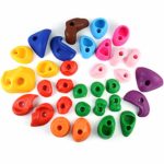 TOPNEW 32 Rock Climbing Holds Multi Size for Kids, Adult Rock Wall Holds Climbing Rock Wall Grips for Indoor and Outdoor Playground Play Set – Includes 2 Inch Mounting Hardware