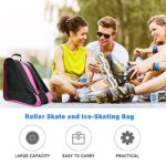 LINGSFIRE Roller Skate Bag, Breathable Ice-Skating Bag Shoulder and Top Handle Oxford Cloth Skating Bag for Women Men and Adults Roller Skate Accessories (Pink)