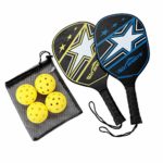 Win SPORTS Wooden Pickleball Paddles Set 2 Beginner Racket,Pickle Ball Paddles with 2 Paddles,4 Balls and 1 Carry Bag,Durable and Classic (Black Version)