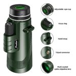 Pankoo 40X60 Monocular Telescope with Smartphone Holder & Tripod, 2021 Power Prism Compact Monoculars for Adults Kids HD Monocular Scope for Bird Watching Hunting Hiking Concert Travelling