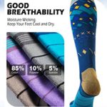 OutdoorMaster Ski Socks, 2-Pair Pack Skiing and Snowboarding Socks for Men & Women with OTC Design w/Non-Slip Cuff – Blue,M/L