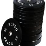 HoPro Olympic Bumper Plate Weight Plate with Steel Hub, Pairs or Sets, Black