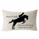 What If I Fall But My Darling What If You Fly Horse Riding Equestrian Motion Sport Inspirational Saying Cotton Linen Lumbar Throw Pillow Case Decorative Cushion Cover Pillowcase Sofa 12×20 inch