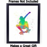 Abstract Skateboarder Sport Wall Art 8×10″ Unframed Print, White Background, Ideal for Skateboarder and Skateboarding Fan