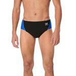 Speedo Men’s Swimsuit Brief Endurance+ Splice Team Colors , Black/Blue Splice, 29