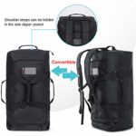 MIER 60L Water Resistant Backpack Duffle Heavy Duty Convertible Duffle Bag with Backpack Straps for Gym, Sports, Travel, Black