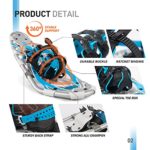 G2 25 Inches Blue Light Weight Snowshoes for Women Men Youth, Set with Trekking Poles, Tote Bag, Special EVA Padded Ratchet Binding, Heel Lift, Toe Box