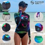 Women’s Rash Guard Swim Shirt Long Sleeve Swimsuit Top Bathing Swimming Shirts – Sun Protection Clothing UPF 50, L