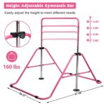 Slsy Gymnastics Bars Kids Kip Training Bars for Home, Folding Horizontal Bars with Adjustable Height, Practice Bar Gymnastic for Kids, Child, Girls, Boys (Pink Pro)