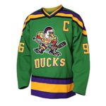 Charlie Conway #96 Mighty Ducks Adam Banks #99 Movie Ice Hockey Jersey (96 Green, Large)