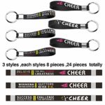 24 Pieces Cheer Keychain Cheer Gifts Cheerleading Keychain Motivational Quotes Keychain Inspirational Silicone Key Ring Keychain for Women Girls Cheer Team Theme Party Favors Supplies