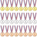 Pllieay 24 Pieces Winner Medals Gold Silver and Bronze Medals for Party Decorations and Awards