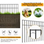 Small/Medium Animal Barrier Fence 24×15-inch Underground Decorative Garden Fencing, Dog Rabbits Fences Black Metal Fence Panel Ground Stakes Defence for Outdoor Patio (10 Pack)