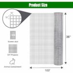36” x 100′ 1/2inch Hardware Cloth, 19 Gauge Galvanized Welded Cage Wire, Poultry Hardware Cloth Wire Metal mesh, Metal Square Chicken Snake Fencing Gopher Fence Racoons Rabbit Pen Gutter…