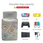 SNES Travel Bag, Portable Small Sling Crossbody Shoulder Bag for Kids, Boys,Girls, Lightweight One Strap Backpack for Switch/Switch OLED console&Accessories,9.7 Inches for Hiking Walking Biking (Grey)