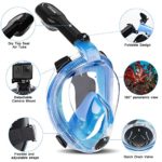 Orsen Full Face Snorkel Mask, Snorkeling Gear for Adults with CO? Quick Discharge System, Anti-Fog Snorkel Mask, 180° Panoramic View, Snorkel Set for Adults & Kids with Detachable Camera Mount