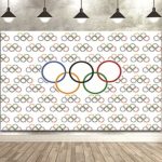 9x6FT Olympic Rings International Banner for Sports Party Photo Backdrops Olympic Sport Theme Photography Background Countries for Classroom Garden Grand Opening Sports Clubs Party Supplies