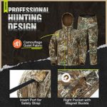 TIDEWE Hunting Clothes for Men with Fleece Lining, Safety Strap Compatible Water Resistant Silent Jacket and Pants, Hunting Suit for Climbing Hiking Trekking Camping (Realtree Edge Camo Size M)