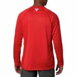 Columbia Men’s Standard PFG Terminal Tackle UPF 50 Long Sleeve Fishing Shirt, Red Spark/White Logo, XX-Large