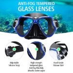 Adult Mask and Snorkel Set Snorkeling Gear Goggles and Snorkel Set Dry Snorkel Mask Scuba Diving Swimming Pool Training Equipment with Carrying Bag for Youth Men Womens