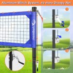 Volleyball Net Set Outdoor Yard, Portable Anti-Sag Freestanding System, Adjustable Aluminum Poles, Volleyball and Carrying Bag, Two Scoreboard Dedals, Professional Metal Volleyball Nets Sets for Adult