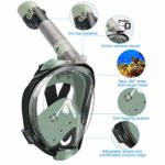 QingSong Full Face Snorkel Mask, Snorkeling Gear with Camera Mount, Foldable 180 Degree Panoramic View Anti-Fog Anti-Leak, Snorkeling Set for Kids Adults