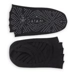 Gaiam Grippy Studio Yoga Socks for Extra Grip in Standard or Hot Yoga, Barre, Pilates, Ballet or at Home for Added Balance and Stability, Black, Small-Medium