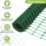 Safety Fence + 25 Steel Plant Stakes, Extra Strength Mesh Snow Fencing, Temporary Green Plastic Garden Netting 4×100 Feet Fence & 25, 4 Foot Stakes, Above Ground Barrier for Construction Dogs Plants