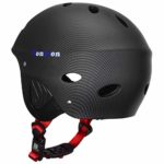 Tontron Adult Kayaking Wakeboarding Waterskiing Whitewater Helmet (Matte Black Fiber Pattern with Magnetic Buckle, Large)
