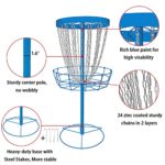 SGSPORT Disc Golf Basket with Discs | Portable Disc Golf Target with Heavy Duty 24-Chains Disc Golf Course Basket, Come with 6pcs Disc Golf Discs with Carry Bag