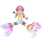 Rock N Rollerskate Doll Rainbow Riley Light Up Remote Control Rollerskating Doll – Plays Music and Skates!, 10″ H